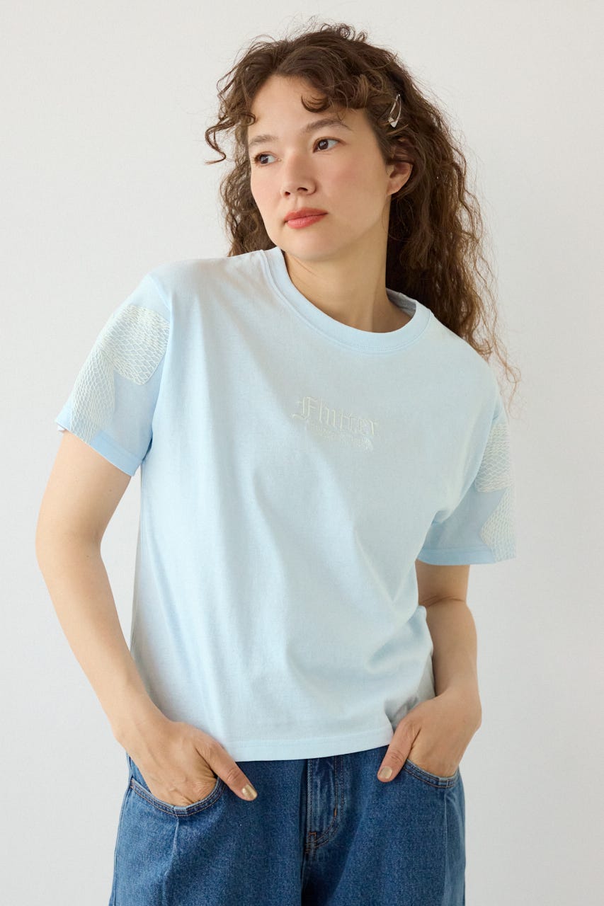 Ribon×Butterfly TEE L/BLU S