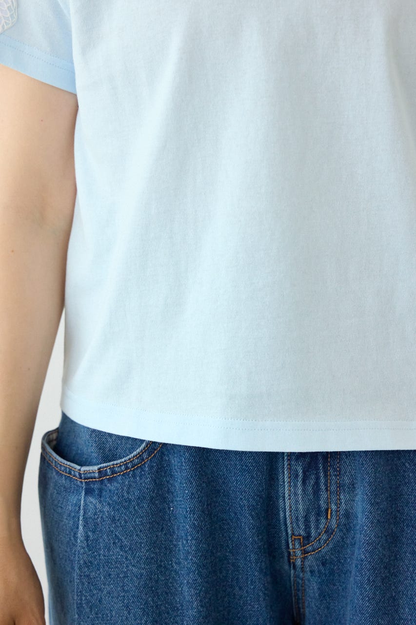 Ribon×Butterfly TEE L/BLU S