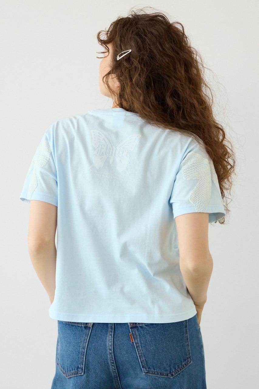 Ribon×Butterfly TEE L/BLU S