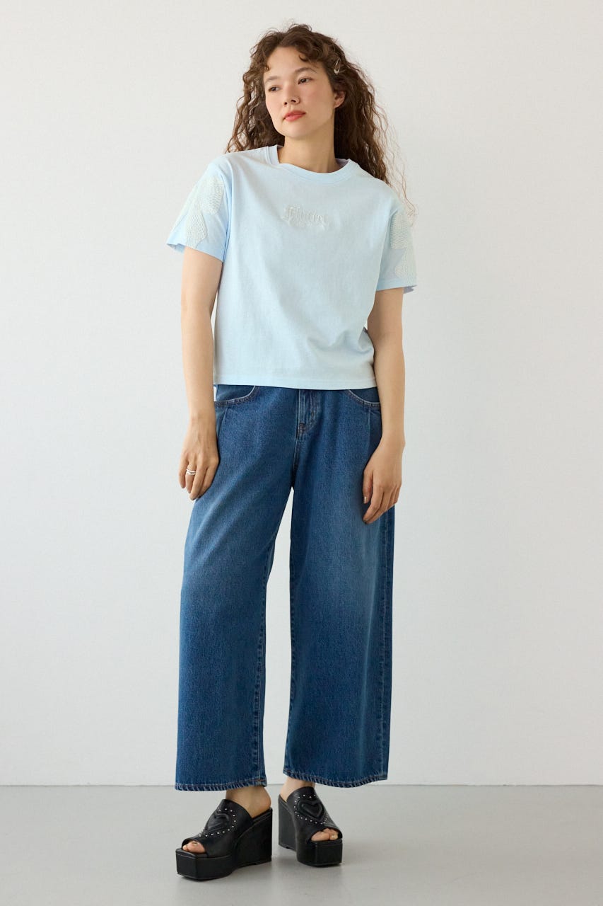 Ribon×Butterfly TEE L/BLU S