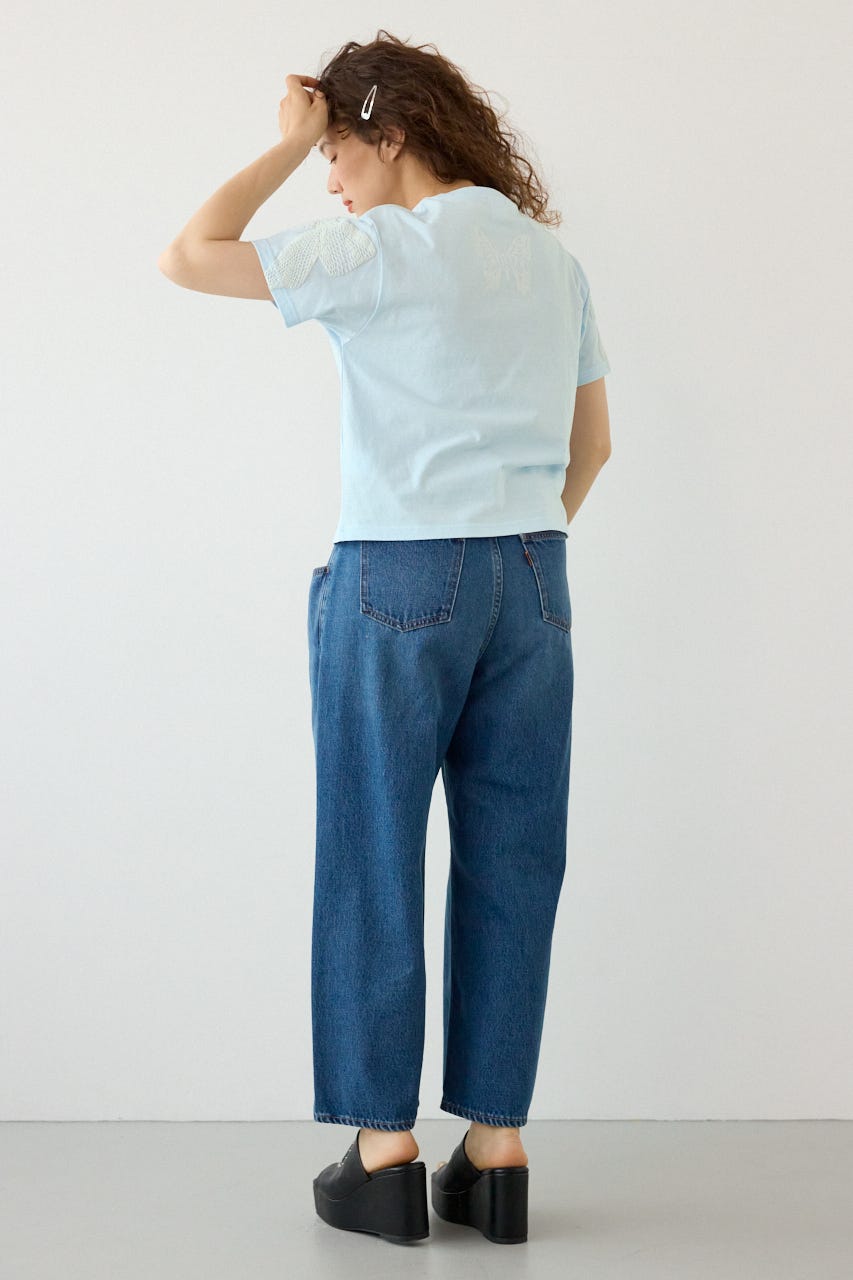 Ribon×Butterfly TEE L/BLU S