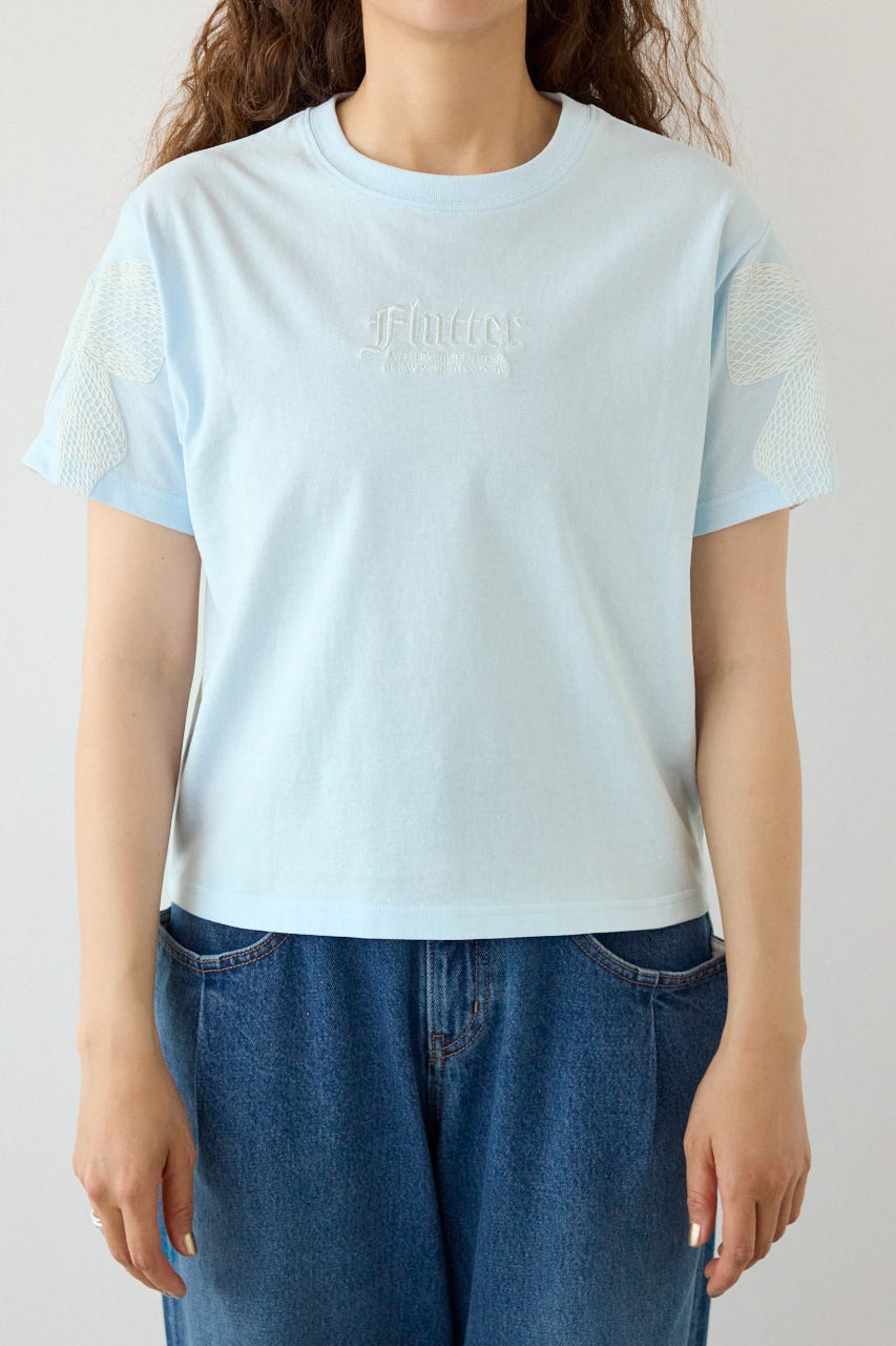 Ribon×Butterfly TEE L/BLU S