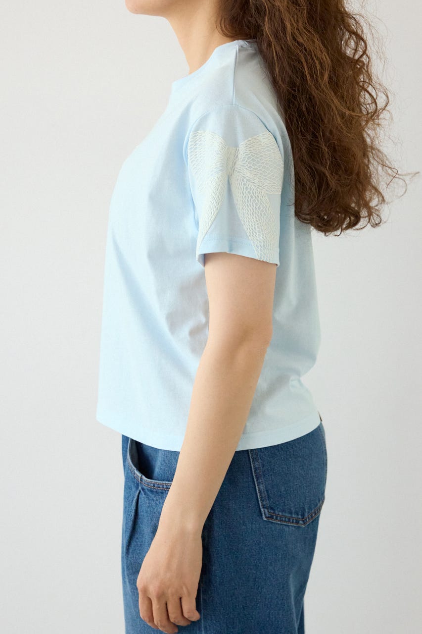 Ribon×Butterfly TEE L/BLU S