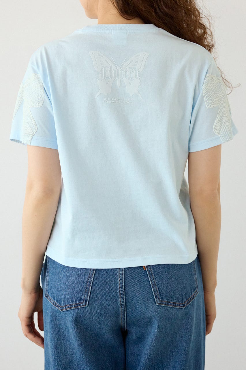 Ribon×Butterfly TEE L/BLU S