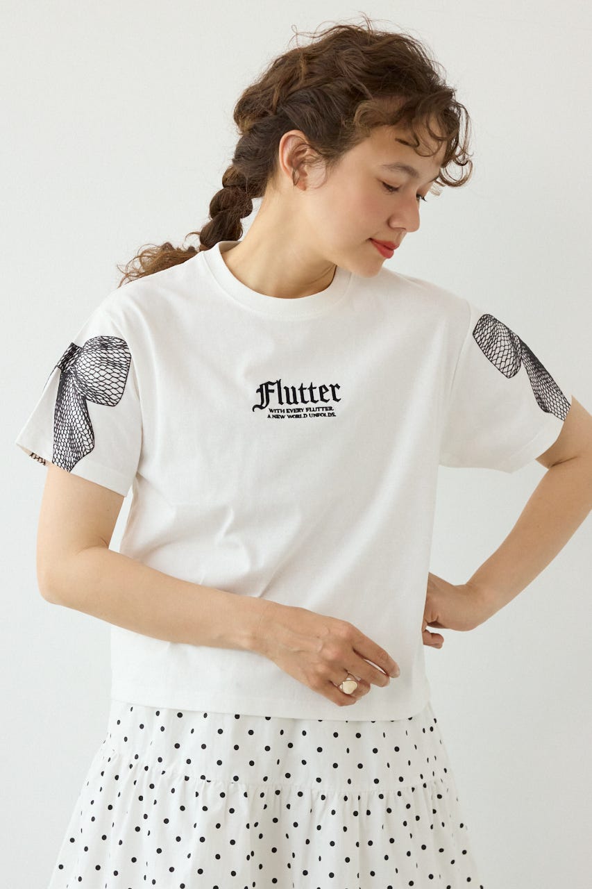 Ribon×Butterfly TEE O/WHT M