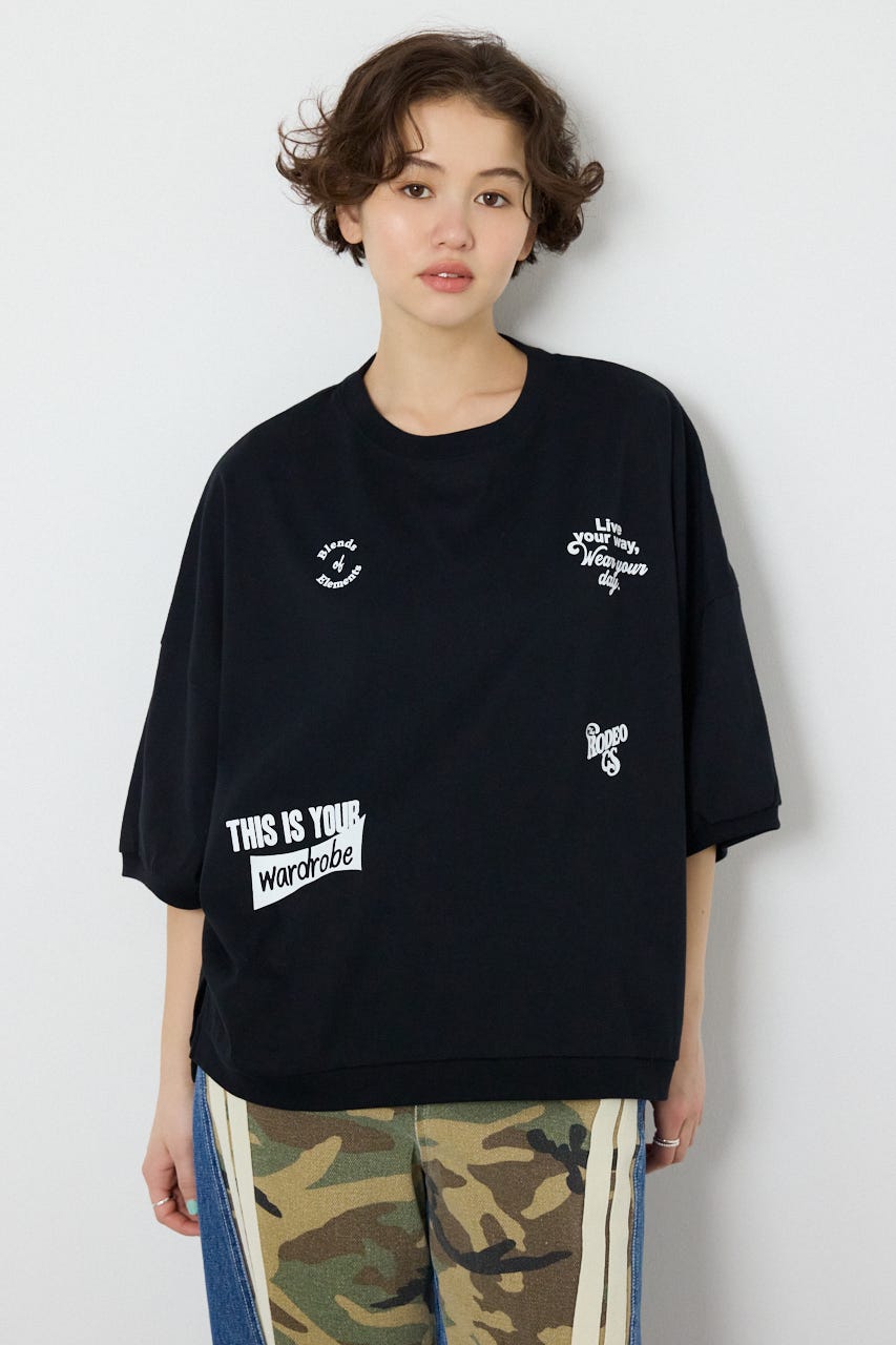 【SS先行アイテム】発泡マルチロゴビッグトップス BLK FREE