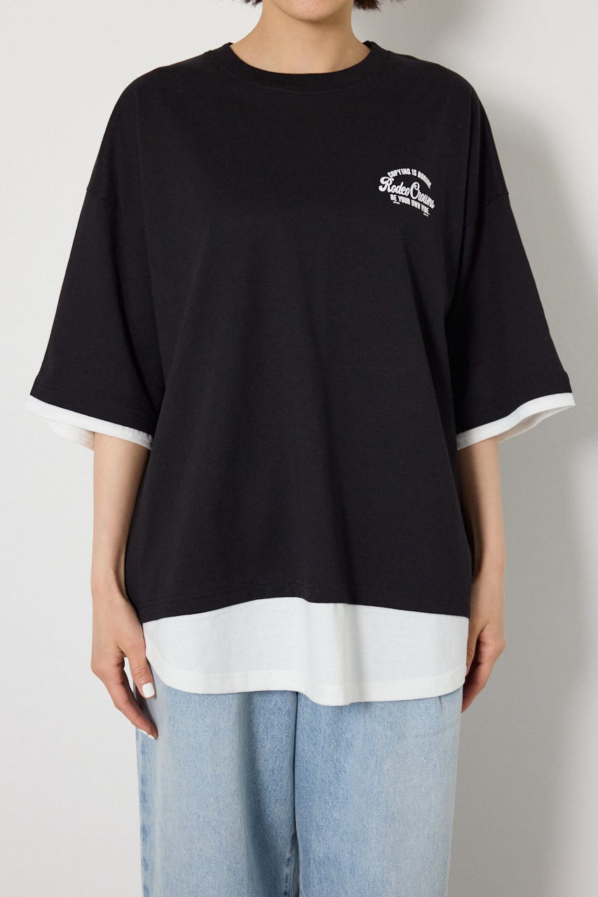 フェイクレイヤードロゴトップス BLK FREE