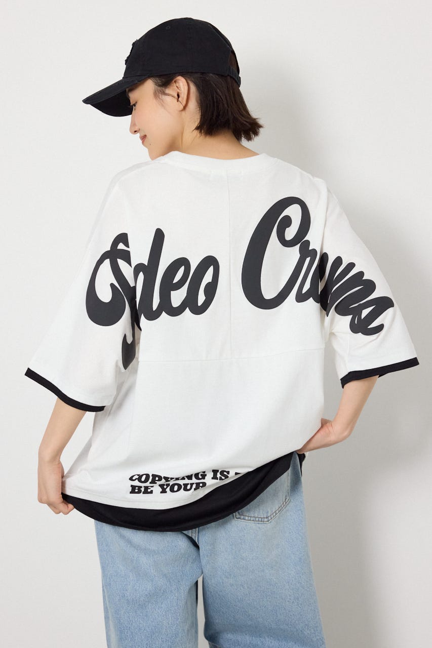 フェイクレイヤードロゴトップス O/WHT FREE