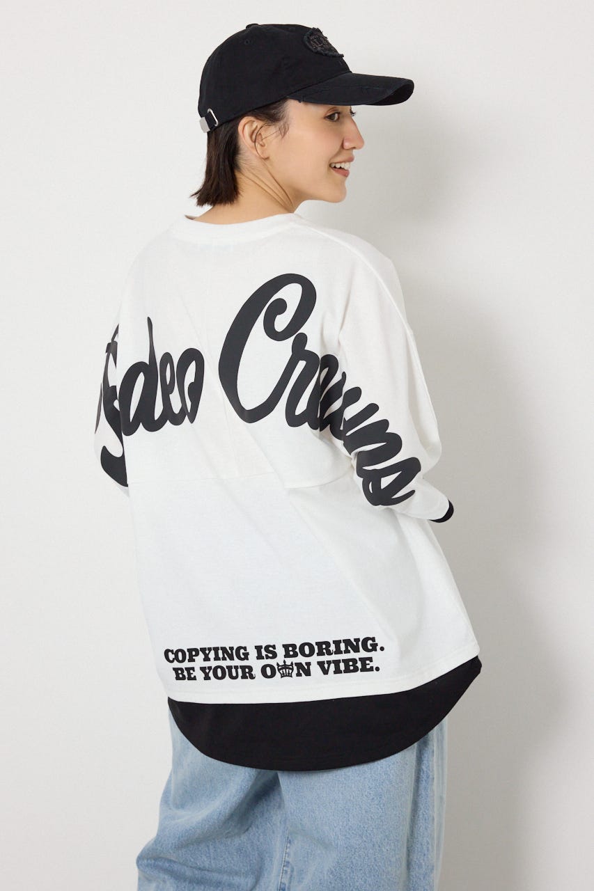 フェイクレイヤードロゴトップス O/WHT FREE