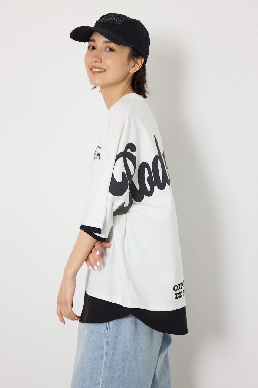 フェイクレイヤードロゴトップス O/WHT FREE