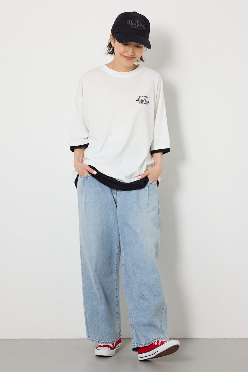 フェイクレイヤードロゴトップス O/WHT FREE