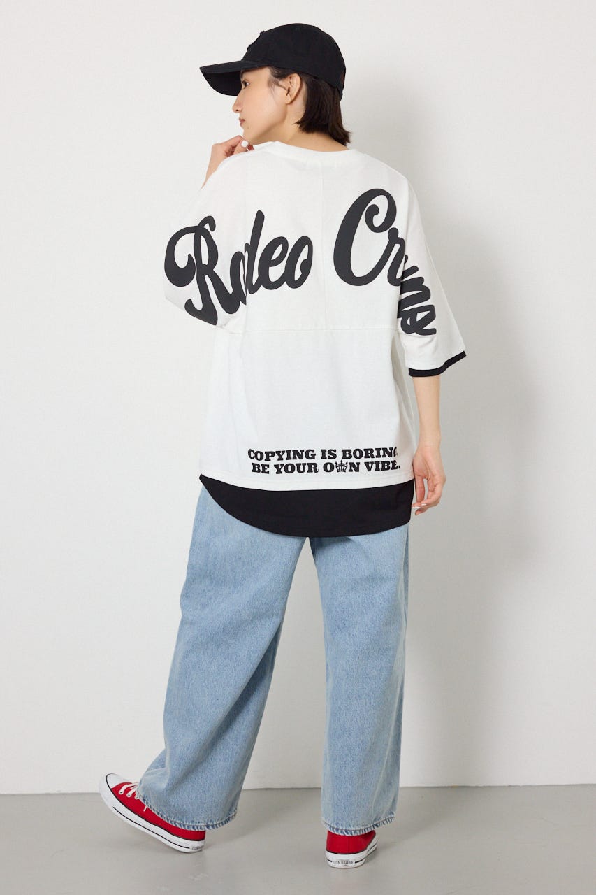 フェイクレイヤードロゴトップス O/WHT FREE