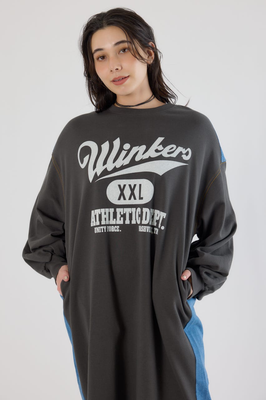 デニム切替スウェットワンピース C.GRY FREE