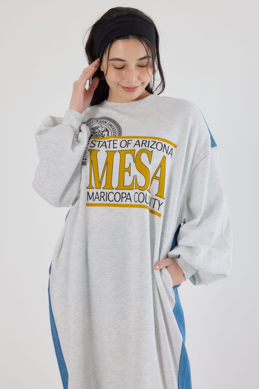 デニム切替スウェットワンピース L/T.GRY FREE