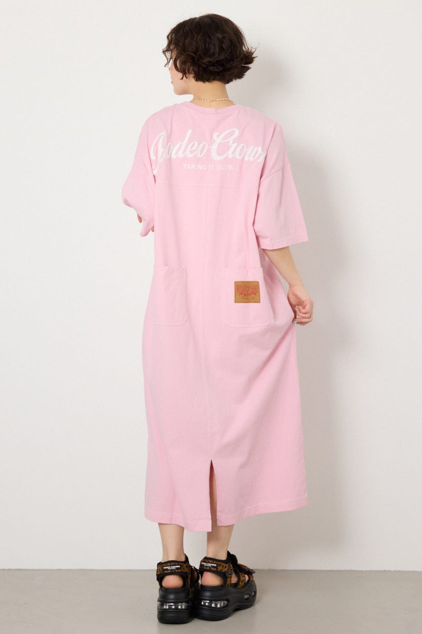 【SS先行アイテム】ハーフスリーブステッチワンピース L/PNK FREE