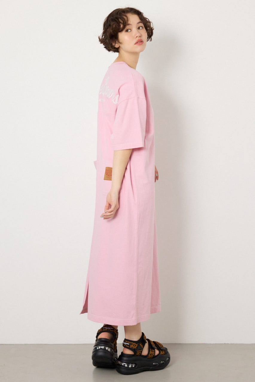 【SS先行アイテム】ハーフスリーブステッチワンピース L/PNK FREE