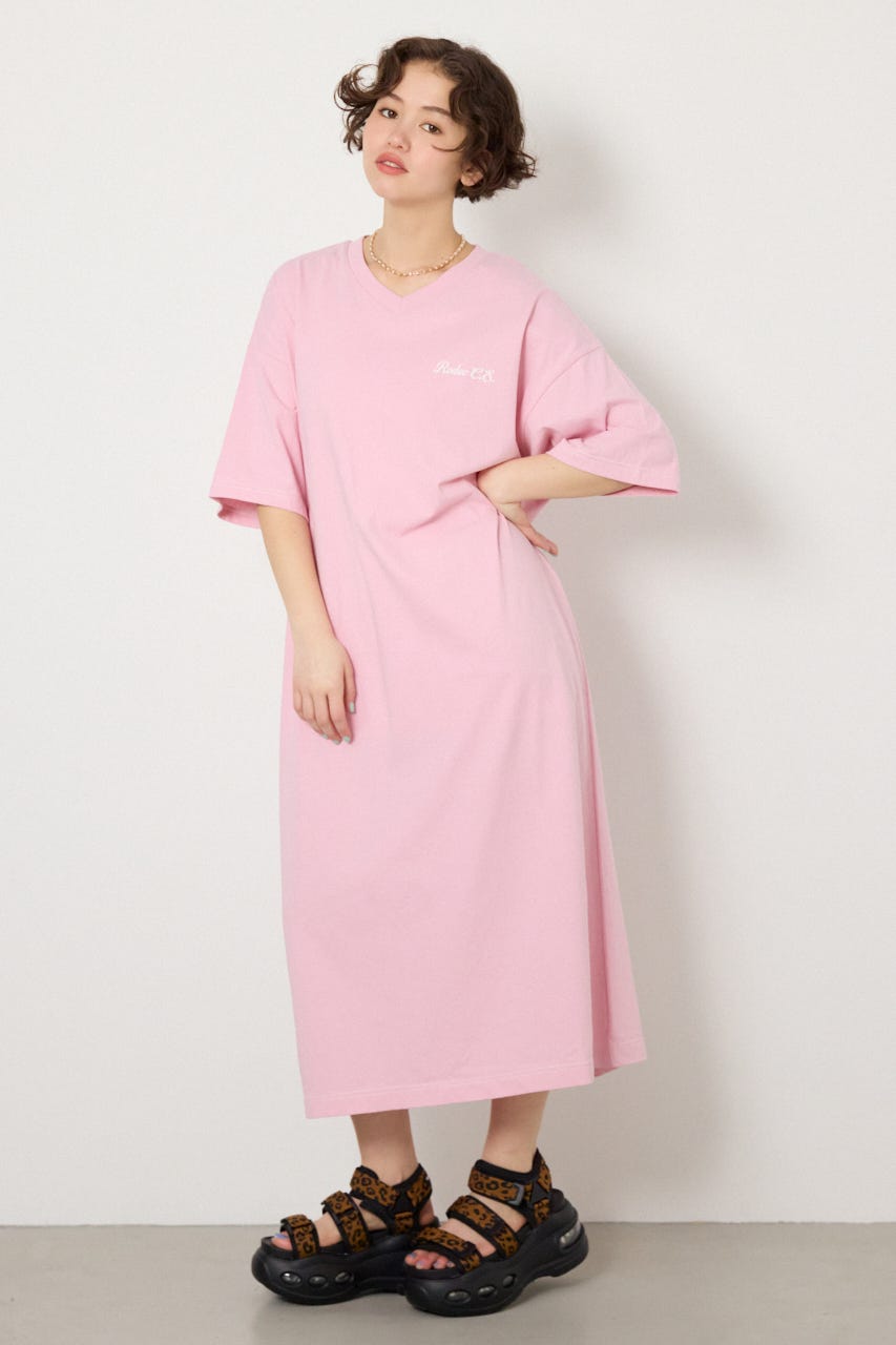 【SS先行アイテム】ハーフスリーブステッチワンピース L/PNK FREE