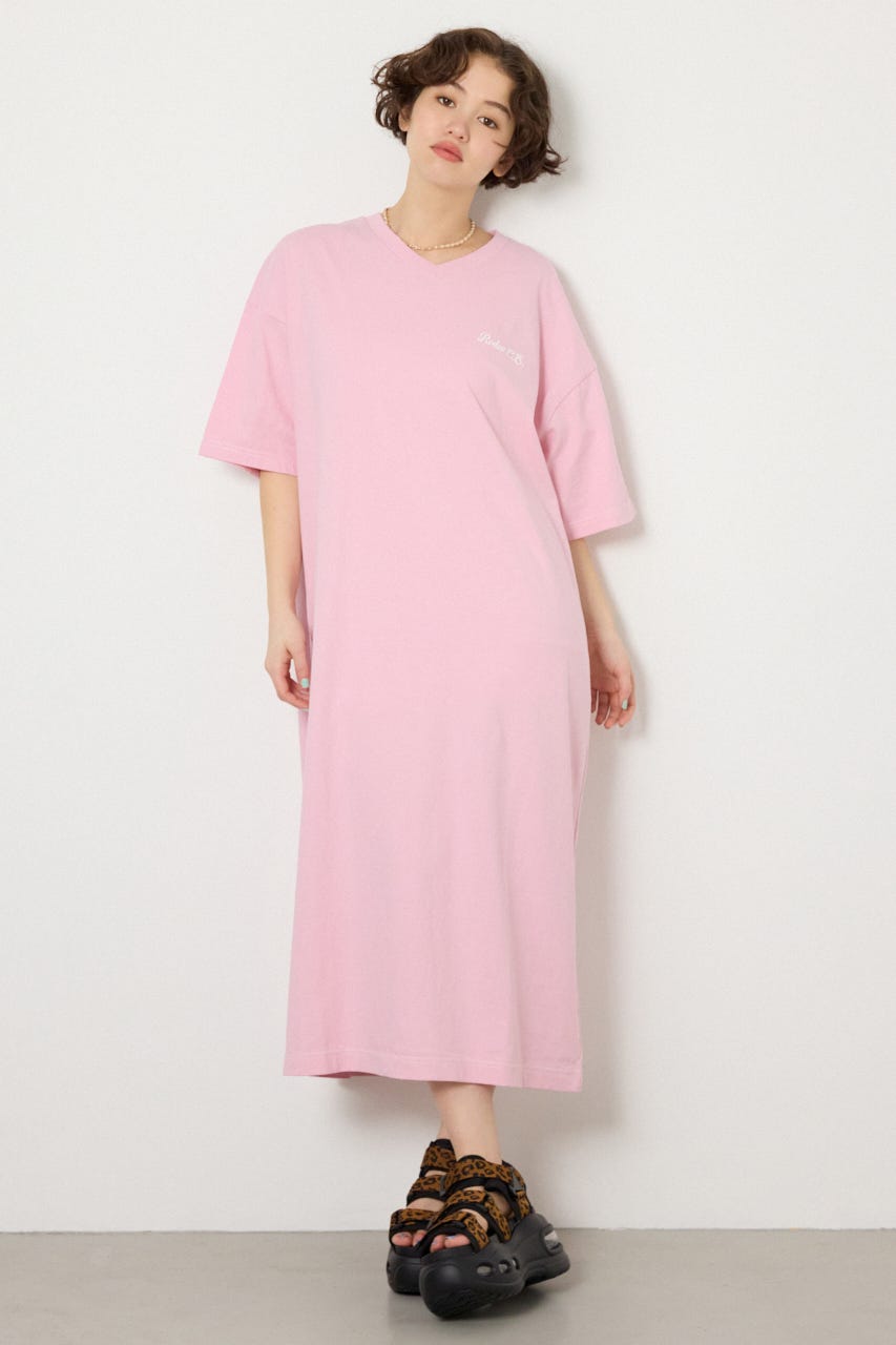 【SS先行アイテム】ハーフスリーブステッチワンピース L/PNK FREE