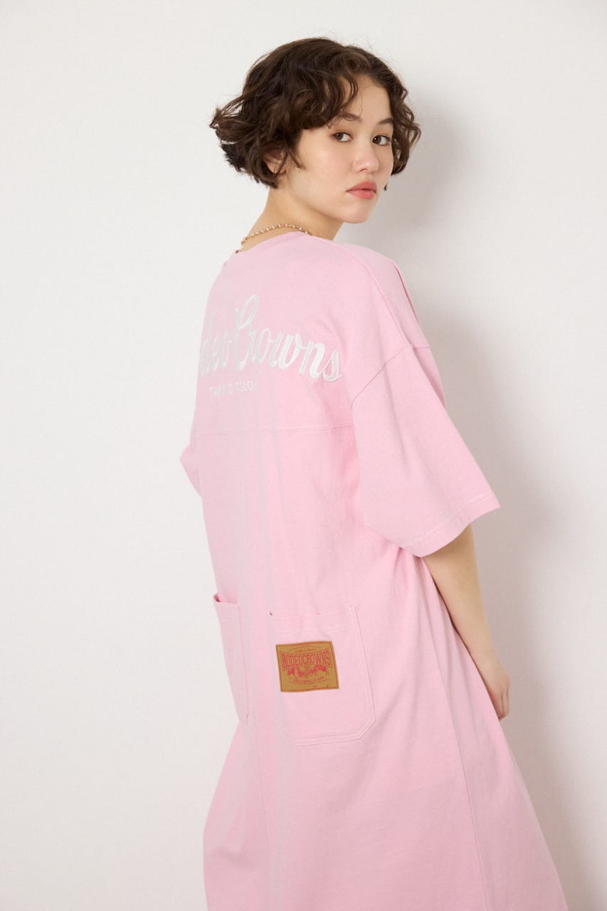 【SS先行アイテム】ハーフスリーブステッチワンピース L/PNK FREE