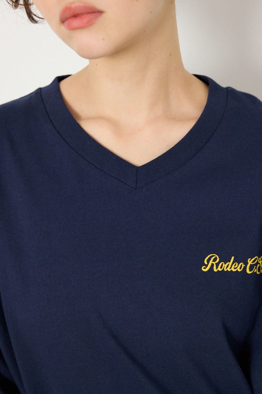 【SS先行アイテム】ハーフスリーブステッチワンピース NVY FREE