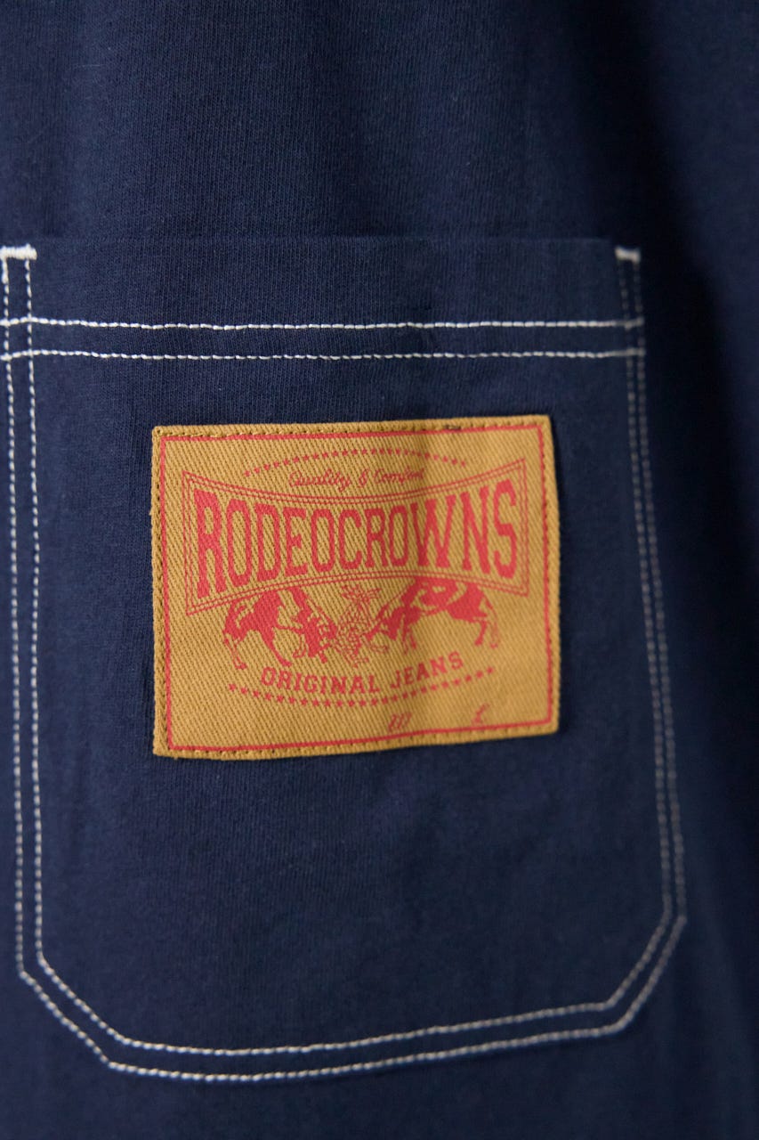 【SS先行アイテム】ハーフスリーブステッチワンピース NVY FREE