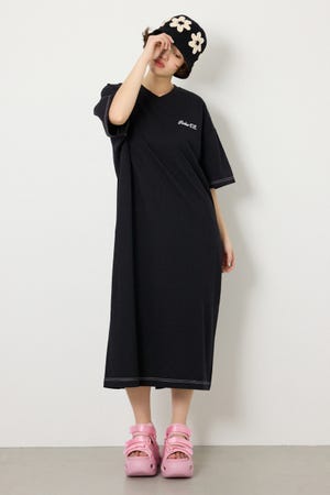 【SS先行アイテム】ハーフスリーブステッチワンピース