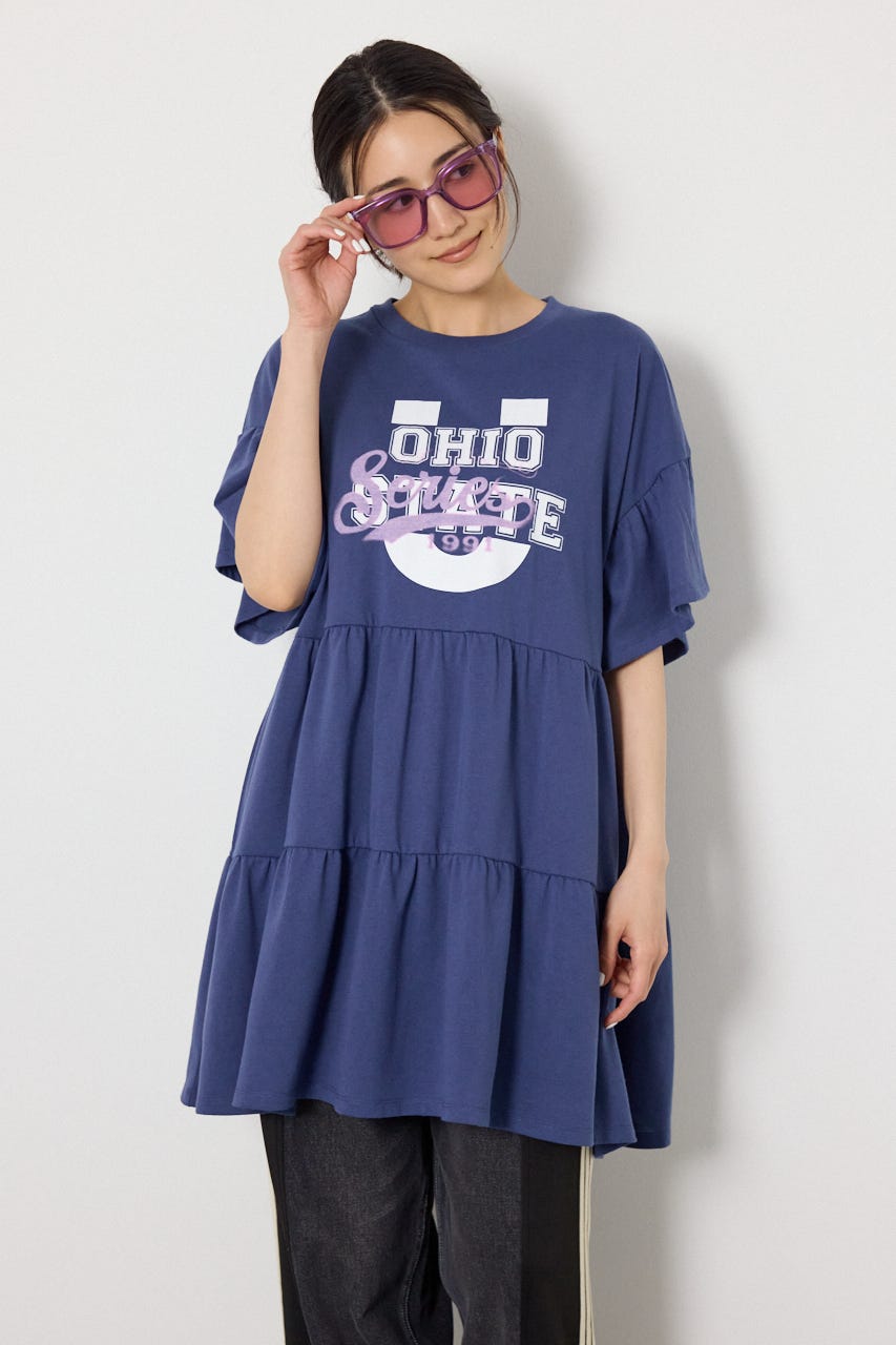 ティアードプリントワンピース NVY FREE