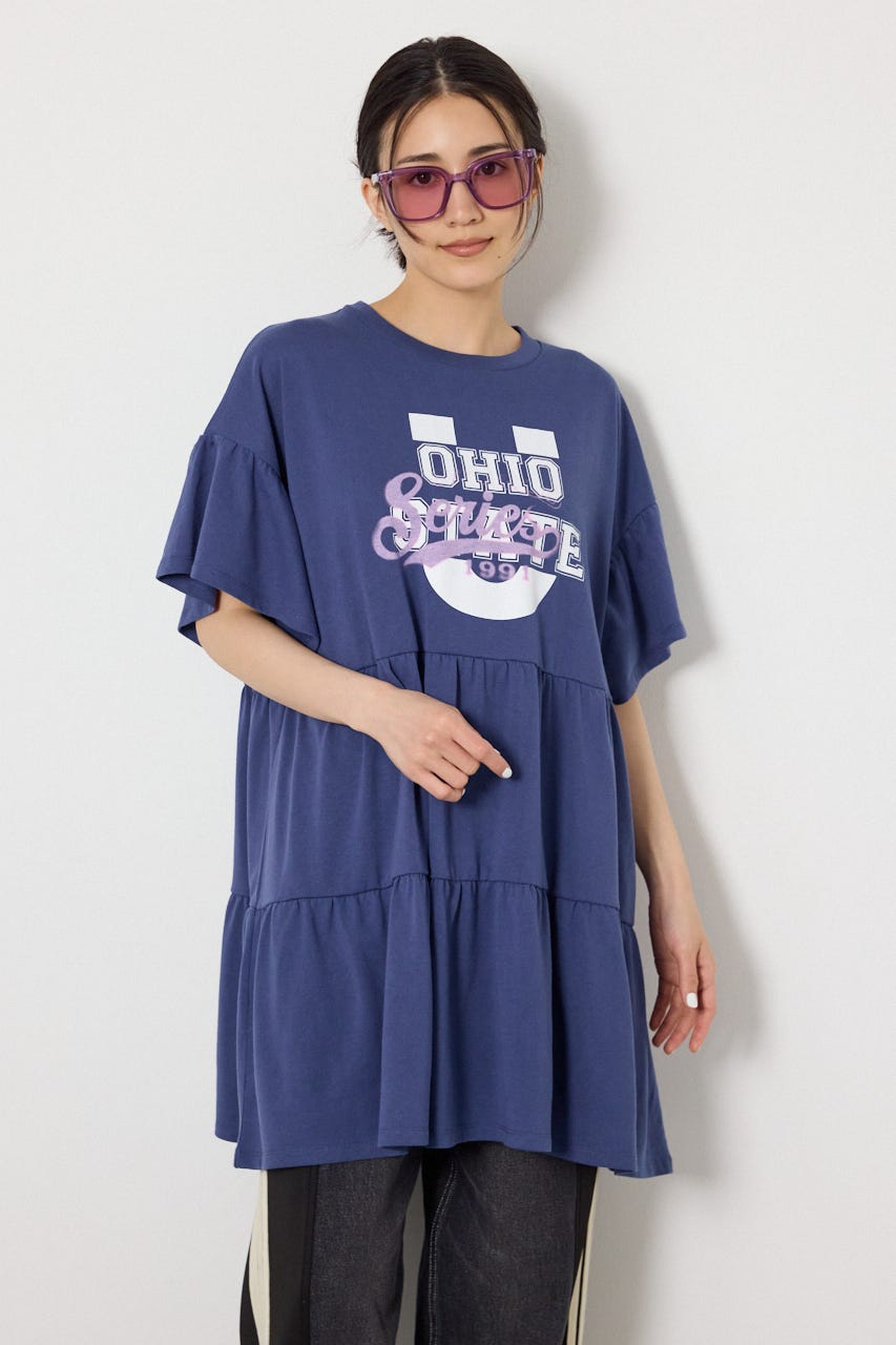 ティアードプリントワンピース NVY FREE