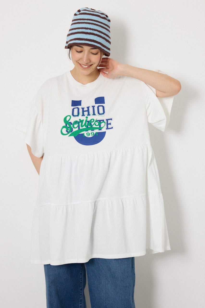 ティアードプリントワンピース WHT FREE