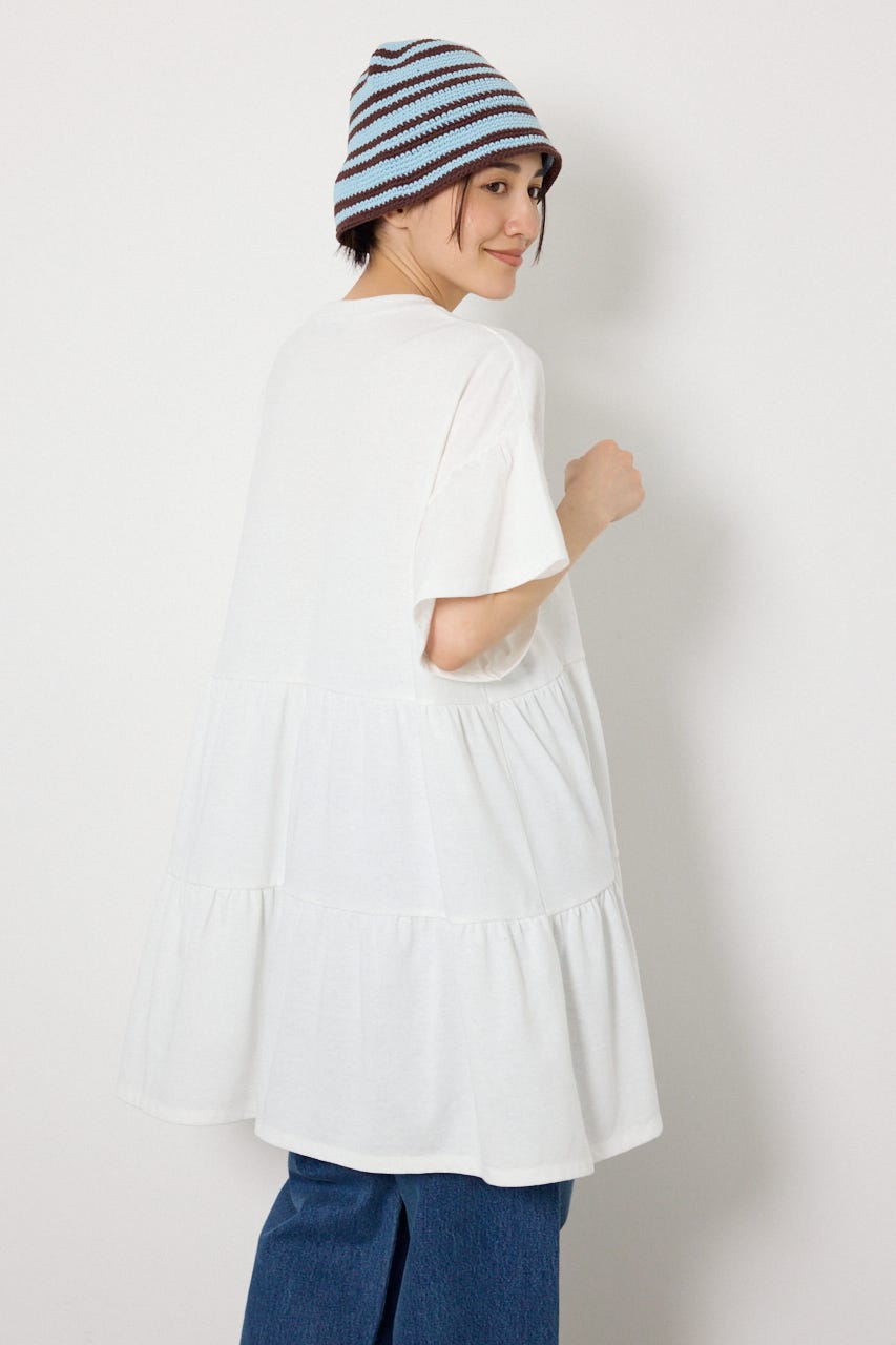 ティアードプリントワンピース WHT FREE