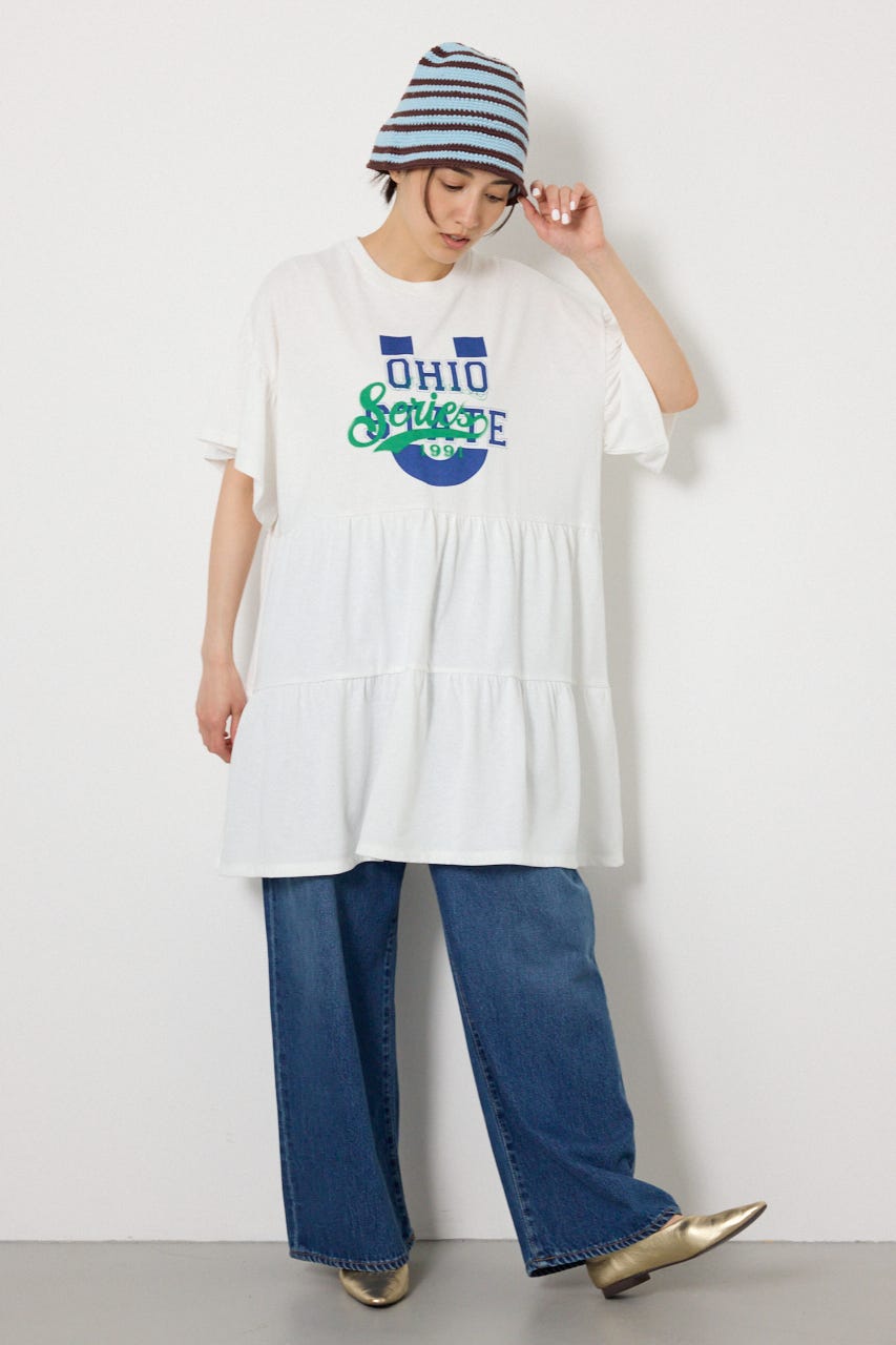 ティアードプリントワンピース WHT FREE