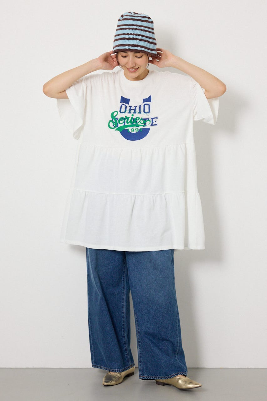 ティアードプリントワンピース WHT FREE