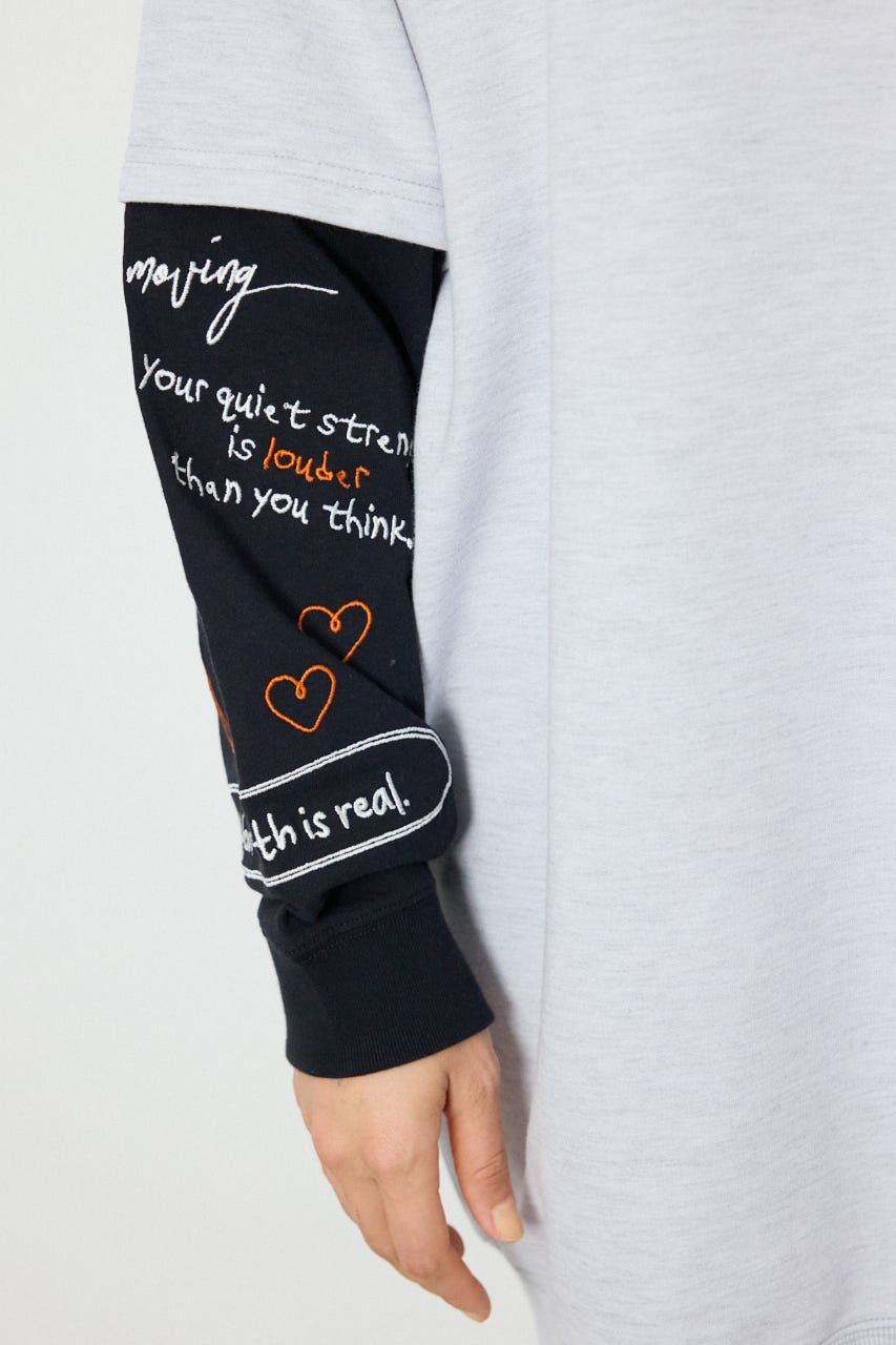 フェイクレイヤードフラワーロゴワンピース L/T.GRY FREE