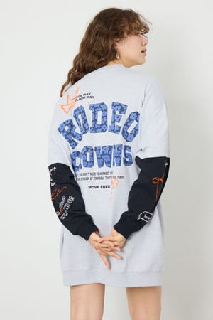 フェイクレイヤードフラワーロゴワンピース