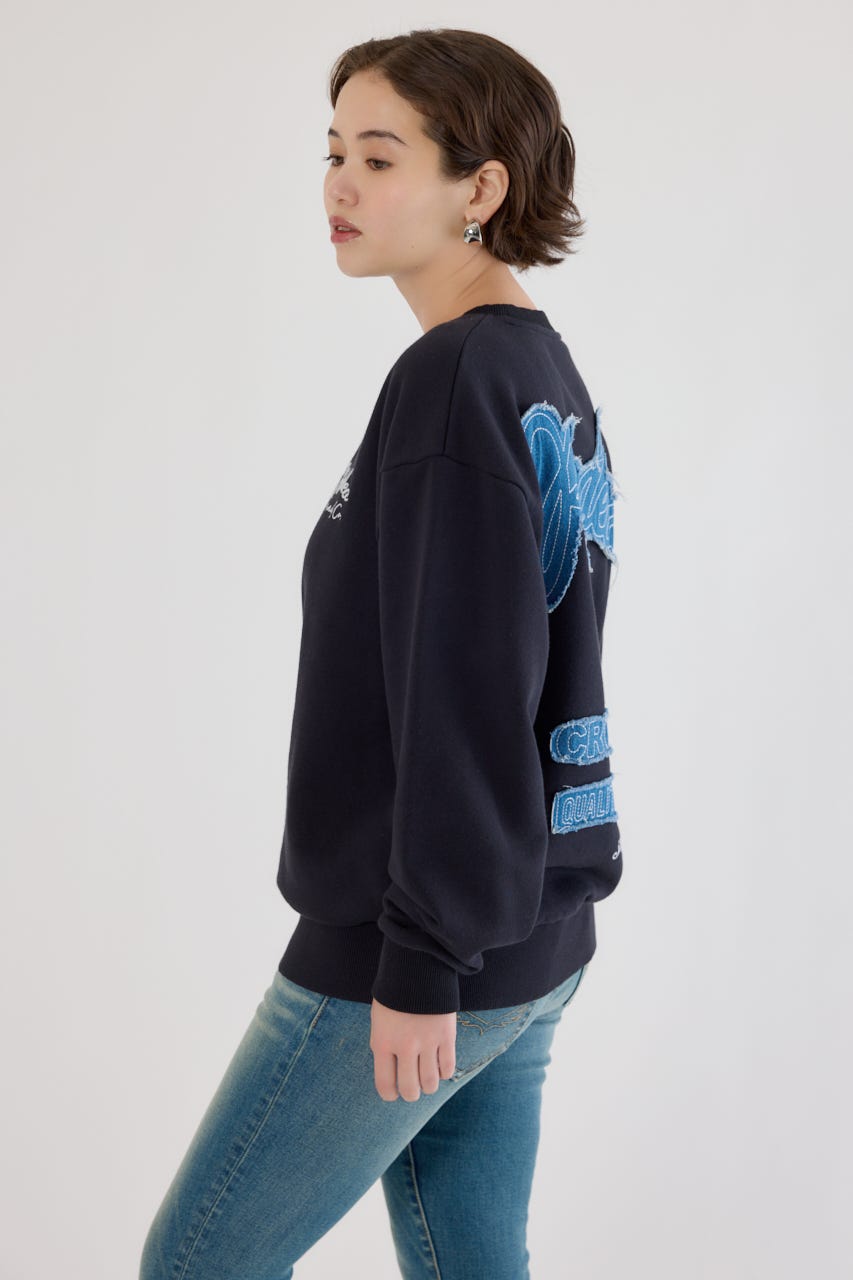 ロゴデニムパッチスウェットトップス BLK FREE