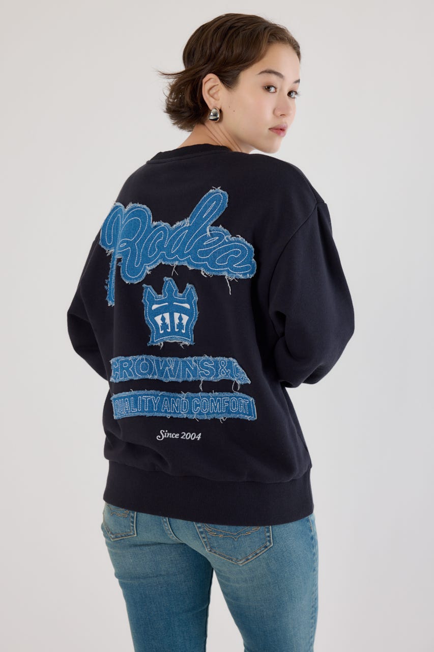 ロゴデニムパッチスウェットトップス BLK FREE