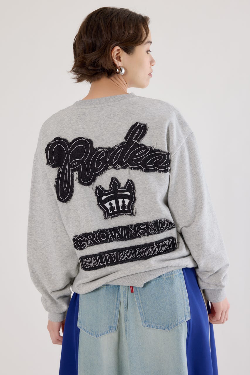 ロゴデニムパッチスウェットトップス L/T.GRY FREE