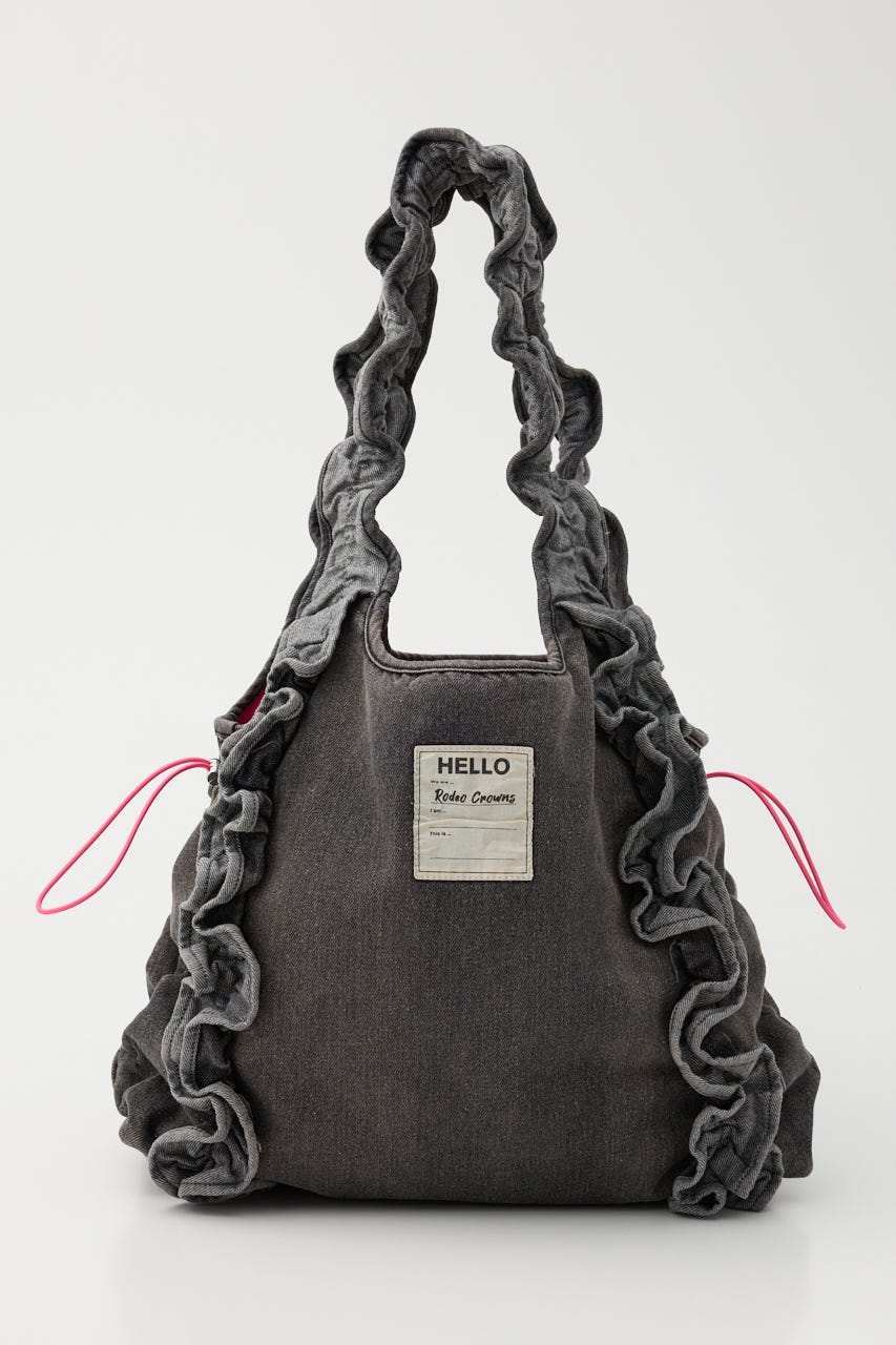 デニムフリルギャザーバッグ BLK FREE