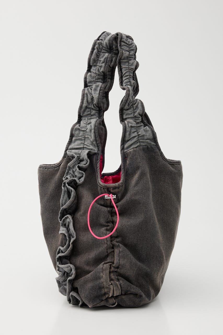 デニムフリルギャザーバッグ BLK FREE