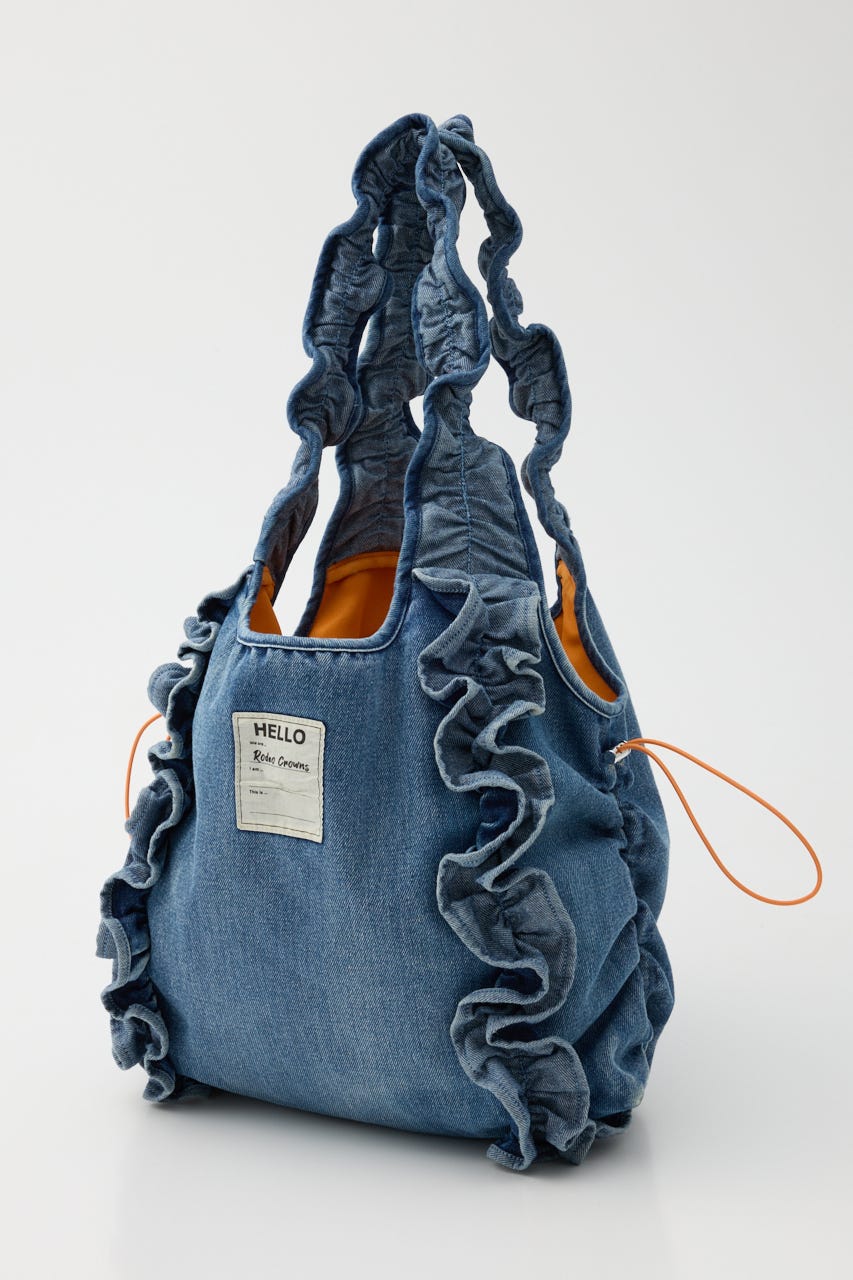 デニムフリルギャザーバッグ BLU FREE