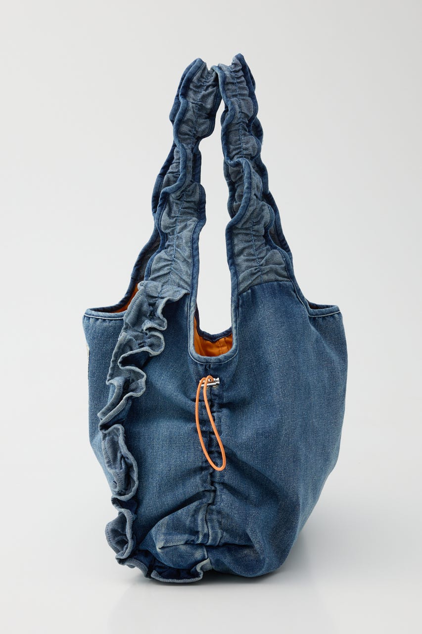 デニムフリルギャザーバッグ BLU FREE