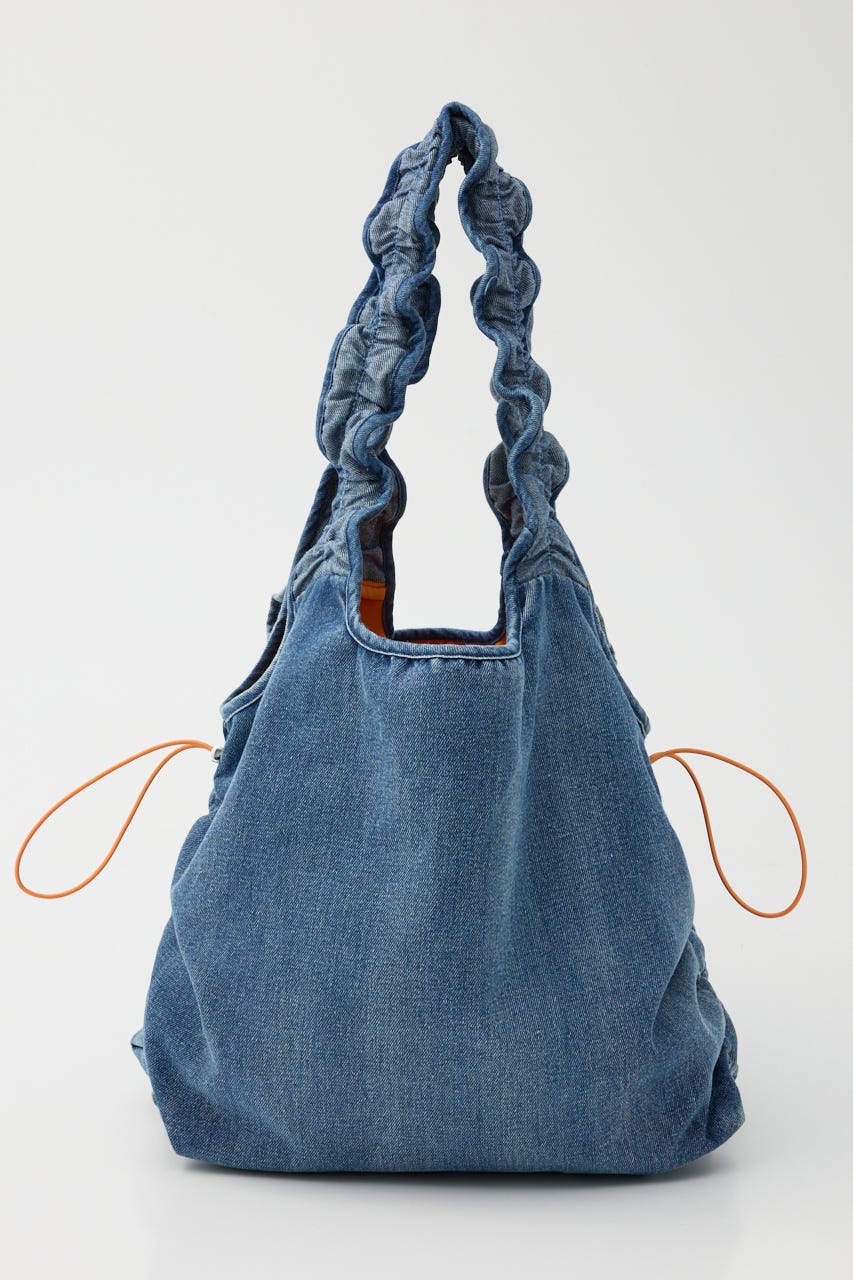 デニムフリルギャザーバッグ BLU FREE
