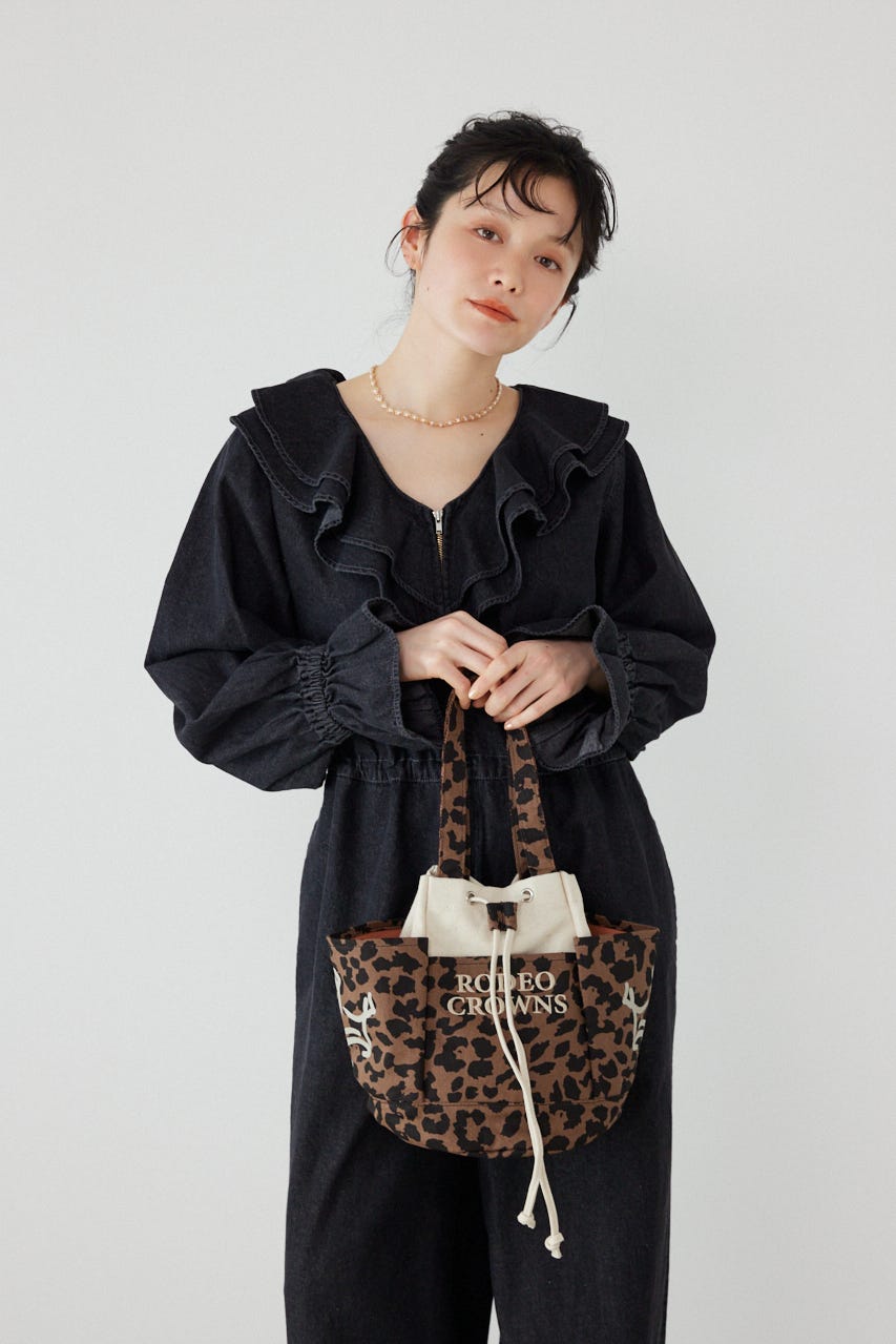 【SS先行アイテム】サイドポケットミドルトート 柄BRN FREE