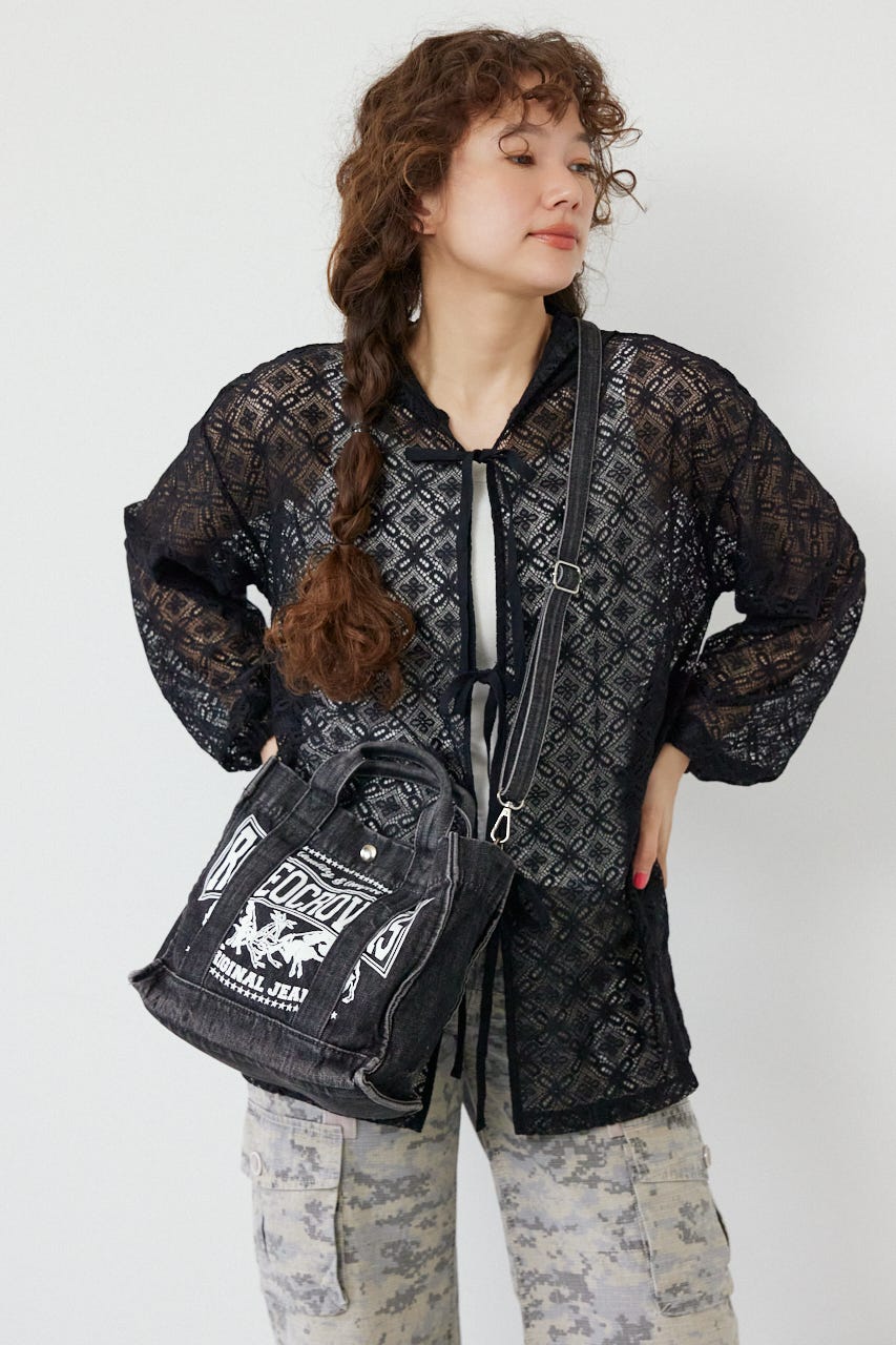 DENIMスクエア2WAYトート BLK FREE