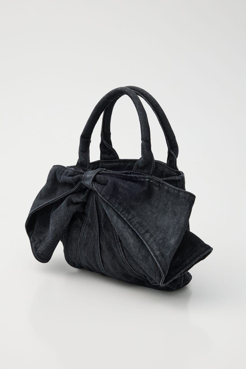 リボンデニムミニトート BLK FREE