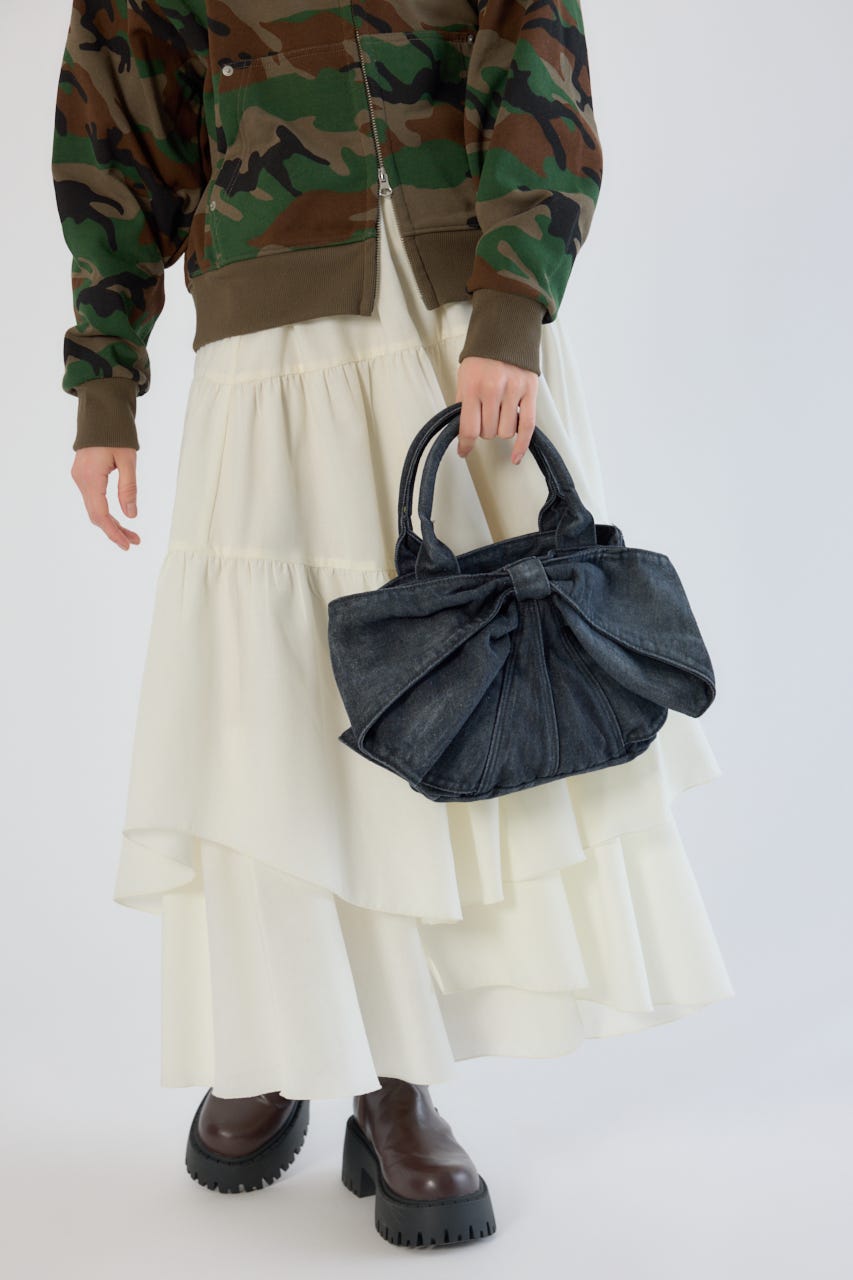 リボンデニムミニトート BLK FREE