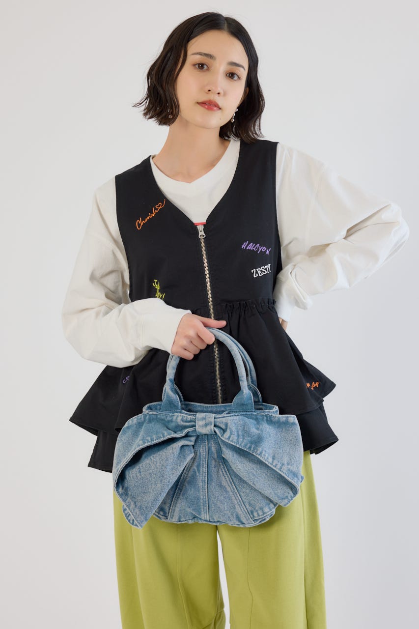 リボンデニムミニトート BLU FREE