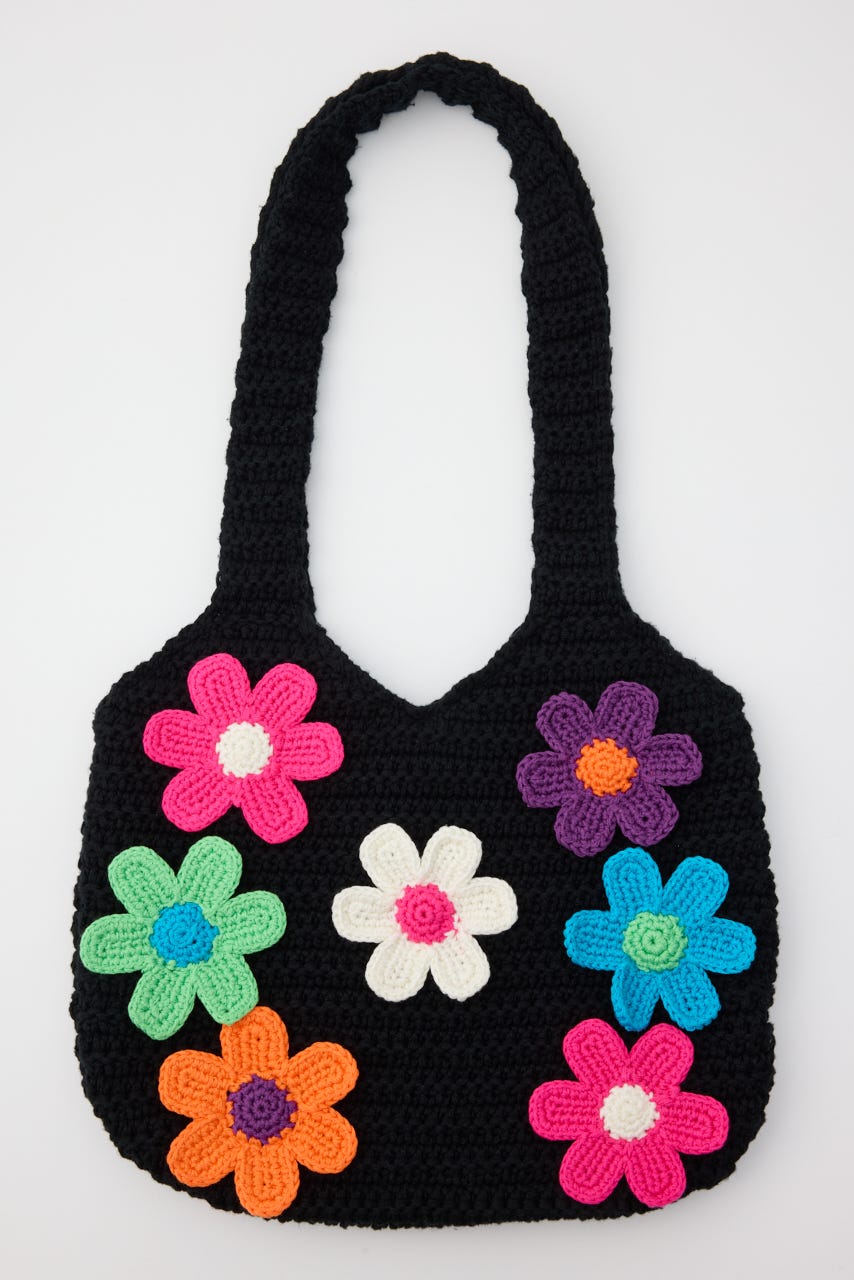 フラワーニットバッグ BLK FREE