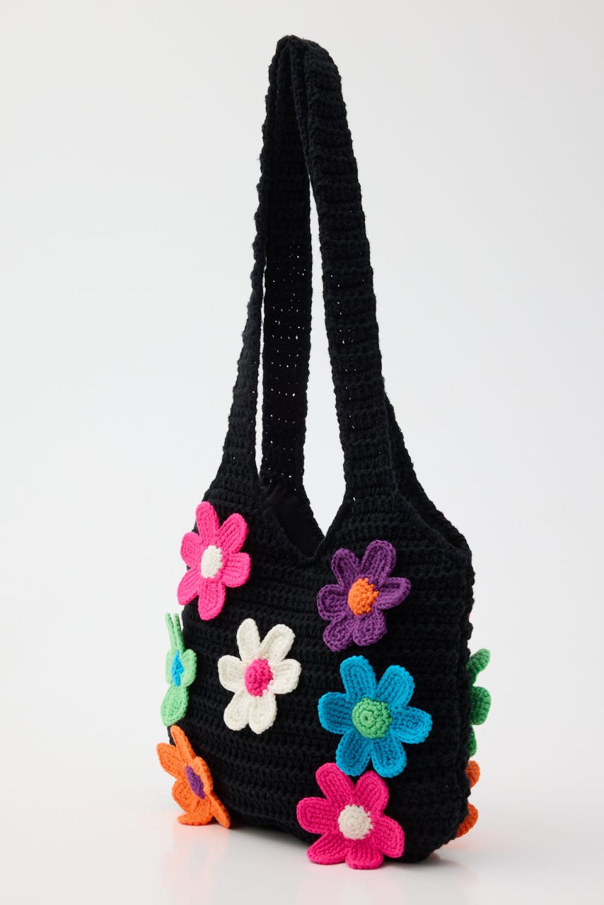 フラワーニットバッグ BLK FREE