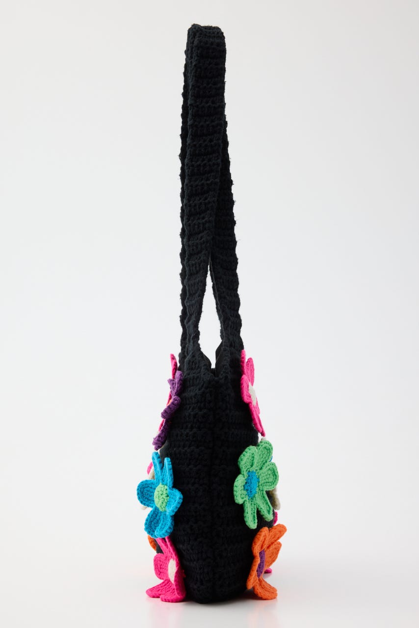 フラワーニットバッグ BLK FREE